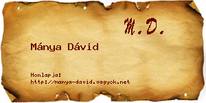 Mánya Dávid névjegykártya